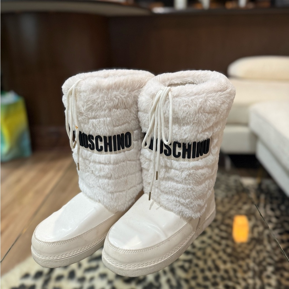 Moschino Women's Cream Faux Fur Winter Boots